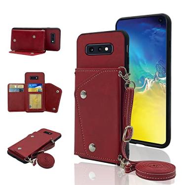 Imagem de Capa carteira compatível com Samsung Galaxy S10e com alça de ombro transversal e suporte de couro para cartão de crédito, acessórios de celular, capa para celular Glaxay S 10e Gaxaly 10se Galaxies