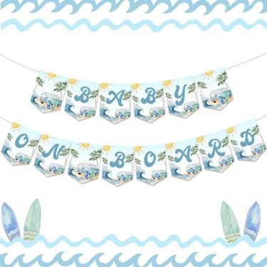 Imagem de Faixa de bebê a bordo para chá de bebê, surfe, bebê a bordo, decorações de chá de bebê, faixa de prancha de surfe, faixa para verão, praia, piscina, oceano, surf, chá de bebê, suprimentos de festa