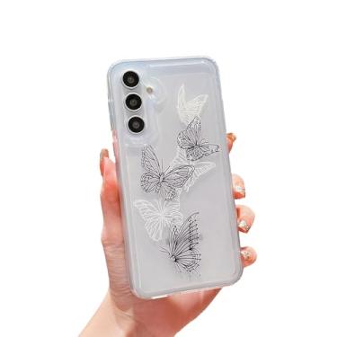 Imagem de SUYACS WEDO Capa de telefone para Samsung Galaxy A15 6,5 polegadas linda capa borboleta estética padrão animal capa transparente para mulheres amortecedor protetor à prova de choque de silicone macio