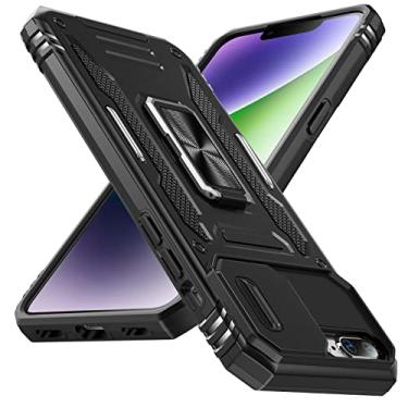 Imagem de YSLBWLE Capa para iPhone 8 Plus/7 Plus com suporte para câmera, proteção de nível militar, suporte de anel de metal, capa amortecedora para iPhone 7Plus/8Plus, preta 5-IP8p-01