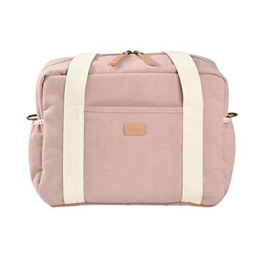 Imagem de Beaba Bolsa Paris para fraldas, bolsa de fraldas de bebê de grande capacidade, bolsa de fraldas com alça para carrinho de bebê, itens essenciais para bebês, Rosa empoeirado