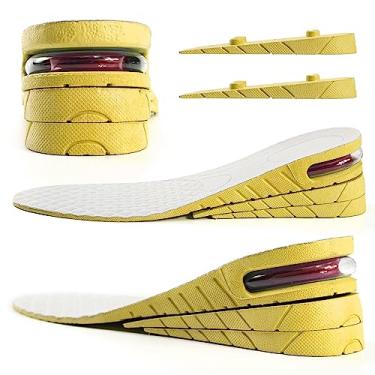 Imagem de Palmilha com aumento de altura, 3 camadas, almofada de ar, palmilha de elevação para homens e mulheres, palmilhas invisíveis ajustáveis, Amarelo, Full Pad US 4-9
