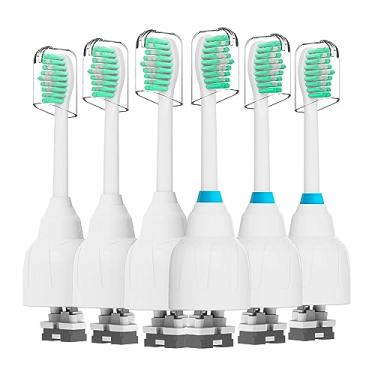 Imagem de Cabeças de escova de dentes de substituição compatíveis com escova de dentes elétrica Philips Sonicare Screw-on HX7022 HX7023 Essence E-Series - refis de cabeças para HX5610, 6 unidades