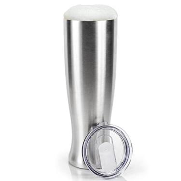Imagem de Mason Forge | Copo de cerveja isolado de aço inoxidável | Parede dupla isolada a vácuo | Sem suor e condensação | Bebidas quentes ou frias | Vidro estilo Pilsner | Bomba de cerveja de 850 g