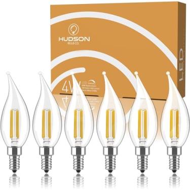 Imagem de Conjunto de lâmpadas LED E12 reguláveis - equivalente a 4W, equivalente a 40 W - Lâmpada de vela estilo vintage de 2700 K para lustre, ventilador de teto, arandela, luminária de mesa ou luzes de