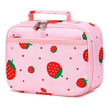 Imagem de CAMTOP Lancheira infantil com isolamento térmico, lancheira térmica para meninas, meninos, piqueniques escolares (morango
