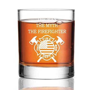Imagem de Perfectinsoy The Man The Myth The Firefighter Whiskey Glass, Firefighter Whiskey Glass, Firefighter Gifts, Fireman Retirement Gifts, Fireman Graduation, Fathers Day Gift for Fire Fighter F