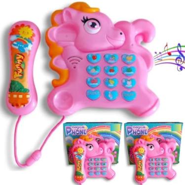 Imagem de KIT 2 TELEFONE musical infantil com luz e som TELEFONINHO piano didatico educativo interativo brinquedo ESTIMULA APRENDIZADO SENTIDOS BEBES BANDINHA ANIMAIS CELULAR 12 TECLAS (UNICORNIO)