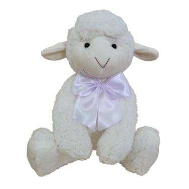 Imagem de Ovelha De Pelúcia De Laço Macia Fofinha 22 Cm (Laço Branco)