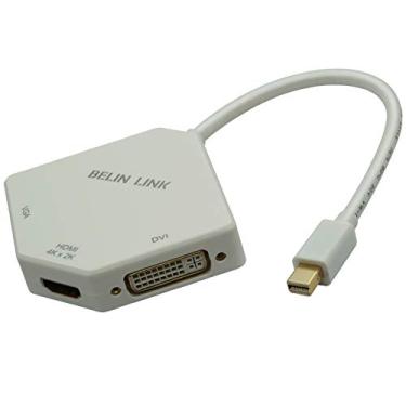 Imagem de Adaptador HDMI DVI VGA Thunderbolt para HDMI 4K, Mini DisplayPort para HDMI 4K 3 em 1, Mini DP para HDMI com conector banhado a ouro compatível com MacBook Pro Mac Book Air Surface, Branco