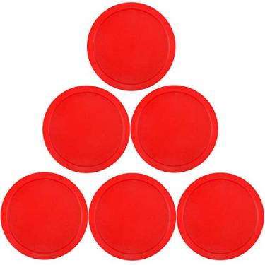 Imagem de ONE250 3 1/4 polegadas Air Hockey Pucks, tamanho completo Goal Packs Acessórios de substituição para Tabelas de Jogo (6 peças), Vermelho, 6 Pcs