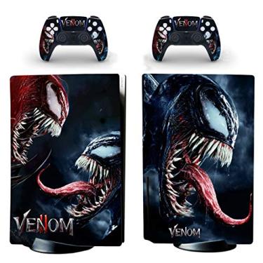 Imagem de JOCHUI Adesivo de vinil de super herói para console compatível com PS5 Disk Standard Console Controllers Wrap Skins Aliens