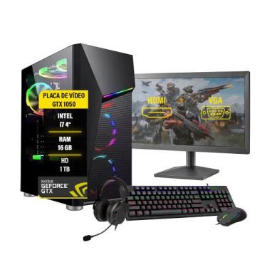 Imagem de Pc Gamer Completo I7 16Gb GTX 1050 SSD 240GB Monitor19 - AMORIM SHOP