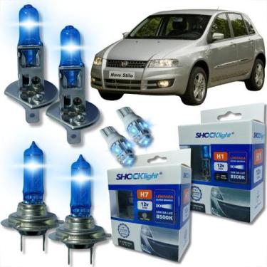 Imagem de Kit lâmpada shocklight super branca farol alto baixo e lanterna h1 h7 