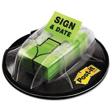 Imagem de Post-it : Flag Dispenser, "Sign & Date", Bright Green, 200 Flags per Dispenser -:- Sold as 2 Packs of - 200 - / - Total of 400 Each