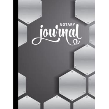 Imagem de Hardcover Notary Journal: 8.5x11 Large Notarial Logbook/With 200 Numbered Pages - Two Record Logs Per Page / 400 Records/Ledger Book Gift For Signing Agents/Silver Geometric 3D Art on Gray