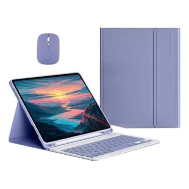 Imagem de Capa Para iPad Pro 11 e Teclado Bluetooth e Mouse 2018-2022 (Cinza Lavanda, Teclado comum)