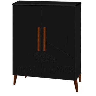 Imagem de Buffet aparador Colombia 2 portas balcão retrô fechado cor Preto fosco