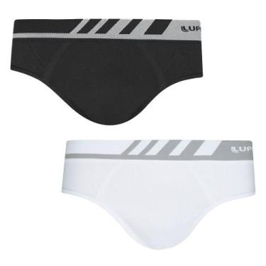 Imagem de Kit Com 2 Cueca Slip Lupo Microfibra Sem Costura 691, Preta e branca, 