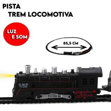Imagem de Pista de trem 4 Peças Encaixe Entre Vagões e Trilho Som Luz - DM Toys