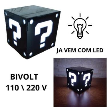 Imagem de Luminaria Abajur Bloco Preto Branco Super Mario Bross Geek - Viza 3D G