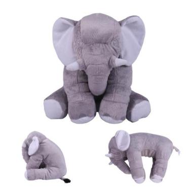 Imagem de Elefante Pelucia 45 cm Decoração Quarto Bebe Almofada Apoio - RG Shops