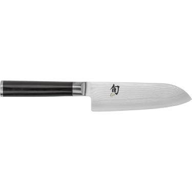 Imagem de Shun Faca de cozinha Santoku clássica de 14 cm feita à mão no Japão, tamanho pequeno a médio, 14 cm, prata
