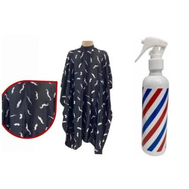 Imagem de Kit Barbeiro Capa De Corte Grande Cetim E Borrifador Névoa - DRY WORKS