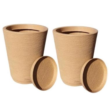 Imagem de Kit com 2 vasos colunas decorativas grafiato de luxo para plantas com 
