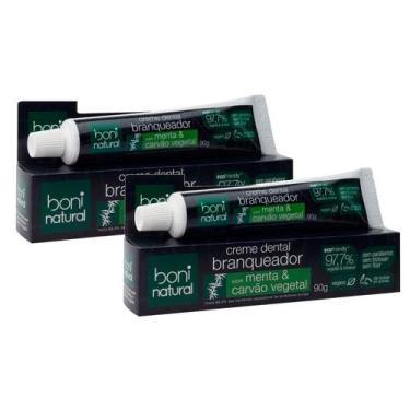 Imagem de Kit 2 Creme Dental Boni Natural Menta e Carvão Vegetal 90g