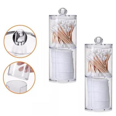 Imagem de 2 Organizador Porta Cotonete e Algodão Duplo 2em1 Acrílico - Fx