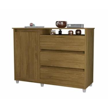 Imagem de Cômoda Quarto Gaveteiro Organizadora Multiuso 3 Gavetas e 1 Porta Sky 