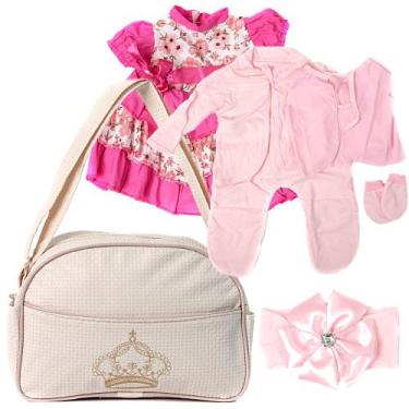 Imagem de Conjunto para Bebê Reborn com Roupinha e Bolsa Maternidade Bege