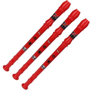 Imagem de Kit Brinquedo Flauta Doce Soprano Spider Homem Aranha 3 Unid - Etitoys