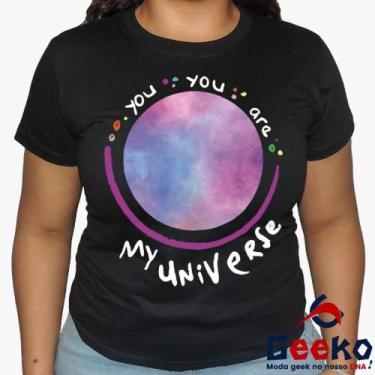 Imagem de Baby Look Coldplay 100% Algodão - You You Are My Universe - BTS - Rock