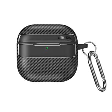 Imagem de Capa à prova de choque para Airpods 4 ANC Capa de fibra de carbono textura de silicone preto para AirPods4 Coque para Airpod 4 4ACN acessórios com gancho
