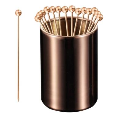 Imagem de Palhetas de coquetel de metal, 15 unidades + kit de suporte, palitos de aço inoxidável 304, espetos de coquetel reutilizáveis, palitos de enfeite Bloody Mary, palitos de martini de metal para