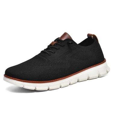 Imagem de Wearbreeze Tênis Oxford masculino casual de negócios – Sapatos sociais leves com cadarço para trabalho, viagens e deslocamento diário, Preto, 47