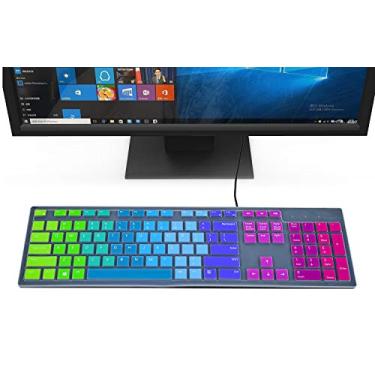 Imagem de Capas de teclado coloridas compatíveis com teclado Dell KM636 KB216 e Dell Optiplex 5250 3050 3240 5460 7450 7050 e Dell Inspiron AIO 3475/3670/3477 Desktop multifuncional (arco-íris)