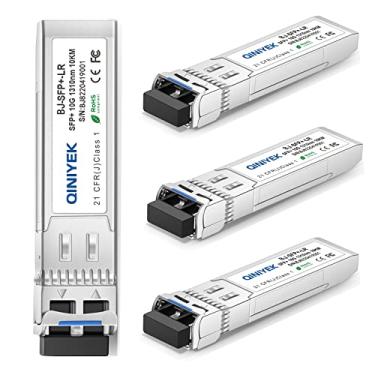Imagem de QINIYEK Pacote com 4 transceptores 10GBase-LR SFP+, módulo LC duplex SFP+ 10G, compatível com Cisco SFP-10G-LR, Ubiquiti UF-SM-10G, Meraki, Mikrotik, Supermicro, Netgear, SMF, 1310nm, 10km, DDM
