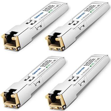 Imagem de QINIYEK Transceptor 10G SFP+ para RJ45, módulo SFP+ de cobre 10GBase-T para Cisco SFP-10G-T-S, Ubiquiti UniFi UF-RJ45-10G, MikroTik S+RJ10, Netgear AXM765, Fortinet, Cat.6a/7, até 30 m (pacote com 4)