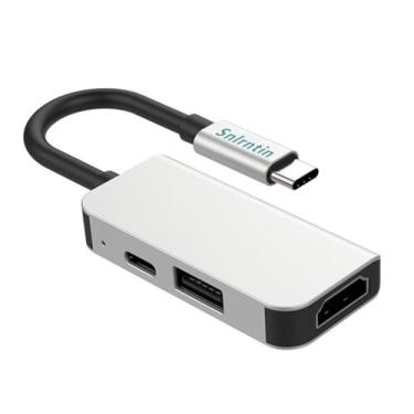 Imagem de Hub USB C para adaptador multiportas HDMI, adaptador USB C 3 em 1 com HDMI 4K, USB 3.0, portas PD de 100 W para MacBook Pro, iMac, iPad Air, Chromebook, iPhone 15 Pro, PC, etc
