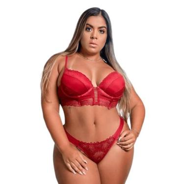 Imagem de Conjunto Lingerie Plus Size com Bojo e Aro Rendada Sutiã Cropped - Gar