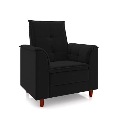 Imagem de Poltrona Da Mamãe Sala De Estar Gracy Com Pés Palito Veludo Preto G85 - Gran Belo