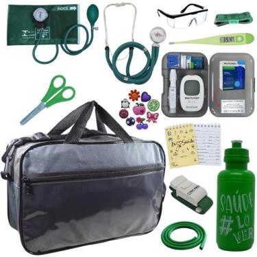 Imagem de Kit Enfermagem Medidor Glicose Aparelho de Pressão Esteto Multi Premiu