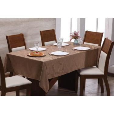 Imagem de Toalha para Mesa de 4 lugares Tecido Jacquard - Dourado - Rulidry Enxo