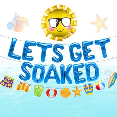 Imagem de JeVenis Lets Get Soaked Birthday Decoration Pool Beach Lets Get Soaked Balloons Splish Splash Birthday Balloons Pool Birthday Party Decoration Balloons