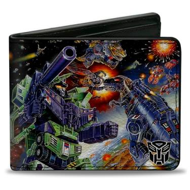 Imagem de Carteira Hasbro, dobrável, Transformers Constructicon Devastator Dinobots Battle Scene, couro vegano, Multicor, 4.0" x 3.5", Casual