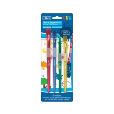 Imagem de Pincel Ergonômico  Colorido Diferentes Formatos Fun Blister Com 4 Unid
