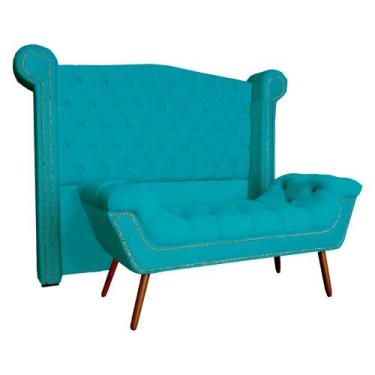Imagem de Conjunto Cabeceira E Recamier Para Cama Box Casal King - Suede - Sv De